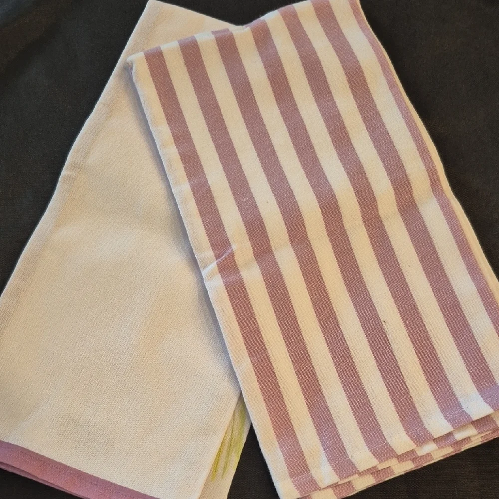 World Market Bunny Set Of 2 Tea Towels in Lavender & White